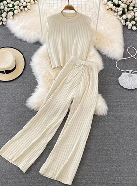 2024 summer women suit knitted leisure sweater two piece套装