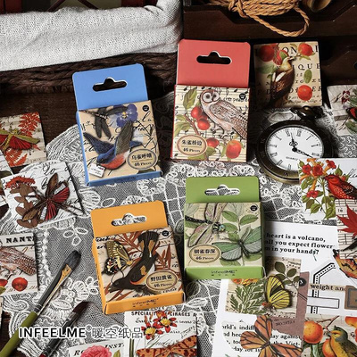 46pcs/box Spring Sparrows Box Stickers Retro Vintage Cute