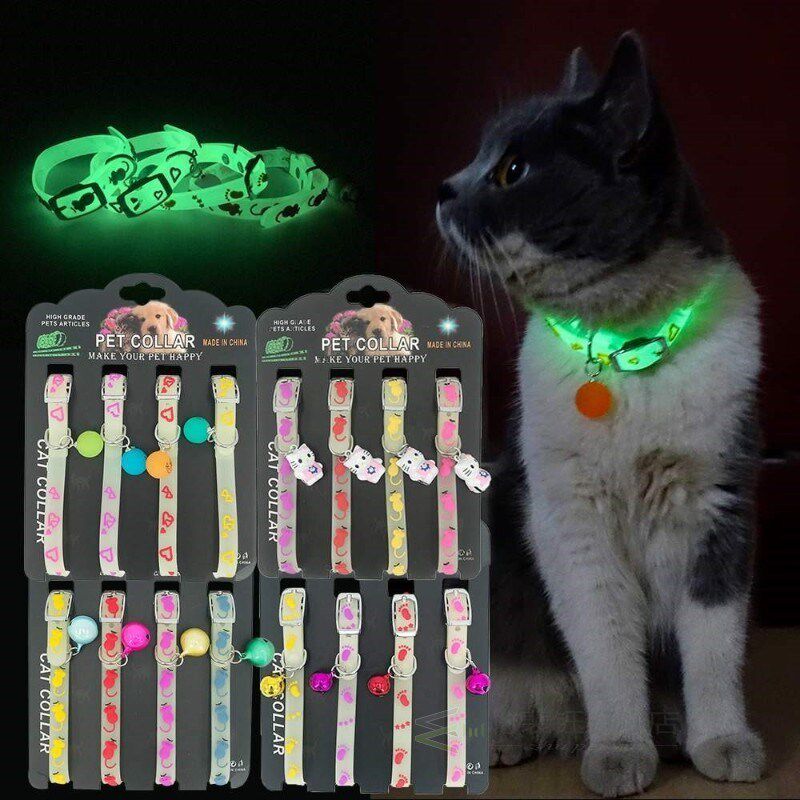 Cat Collar with Bell Luminous Cats Collars Kitty Necklace S