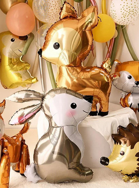 Animal Theme Foil Balloon Deer Rabbit Squirrel Safari Party