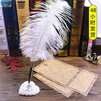 Novelty Feather Pen Ostrich Quill Ballpoint Pen Signature跨