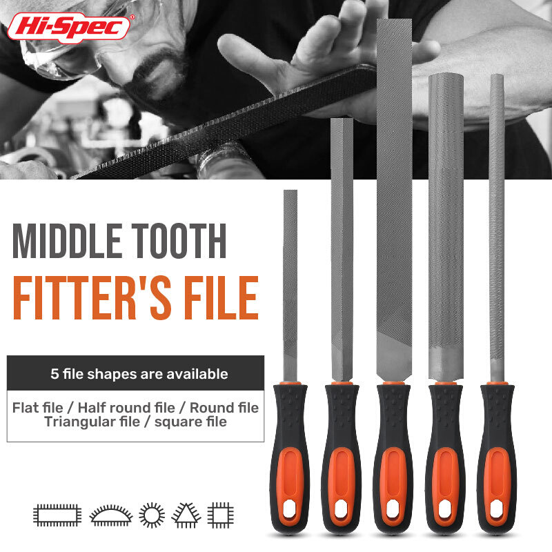 Hi-Spec 5pc 10in File Set 200mm Flat Half Round Round