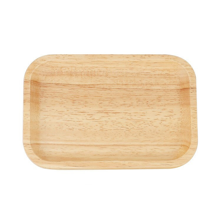 Rubber Wood Rectangle Storage Plate Fruit Dishes Saucer Tea