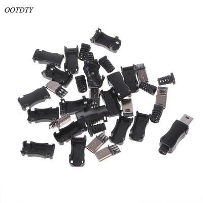 10Sets DIY Mini USB 2.0 5PIN Plug Socket With Plastic Cove