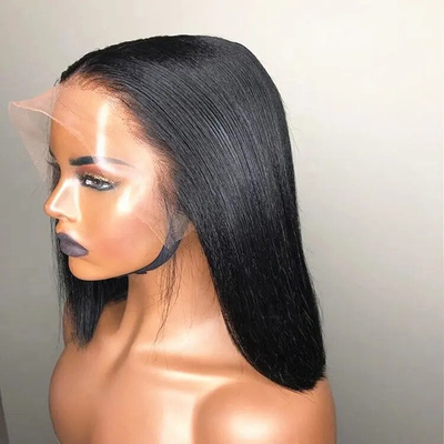Pre Plucked Blunt Cut Short Bob 13x6 Black Bone Straight