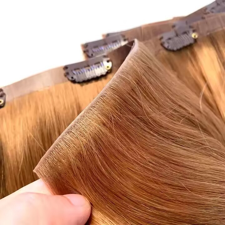 Invisible Injection Pu Remy Clip In Human Hair Extensions