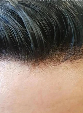 Natural Hairline Toupee Thin Skin Wig Full PU 男士补发块