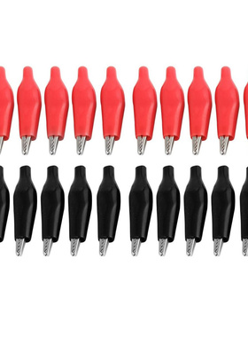 20 Pcs Black Red Soft Coated Testing Probe Alligator Test Cl