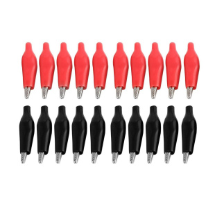 20 Pcs Black Red Soft Coated Testing Probe Alligator Test Cl