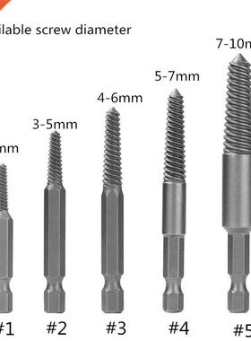 5Pcs Hex Shank Coarse/Fine Teeth Damaged Bolt Remover Screw