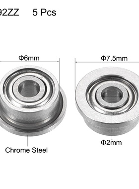 5pcs F692ZZ Flange Ball Bearing 2x6x3mm Double Metal Shielde