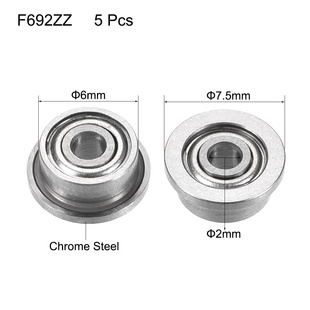 5pcs F692ZZ Flange Ball Bearing 2x6x3mm Double Metal Shielde