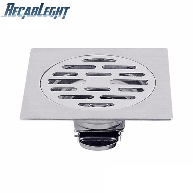 Stainless Steel Floor Drain Square Bathroom Drain Water Quic
