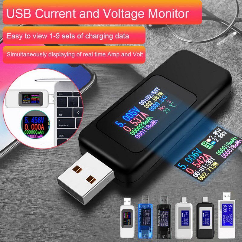 USB Tester Multimeter Digital Current And Voltage Meter Capa
