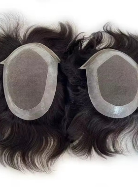 human hair for mens toupee 男士发块织发补发真人发手织