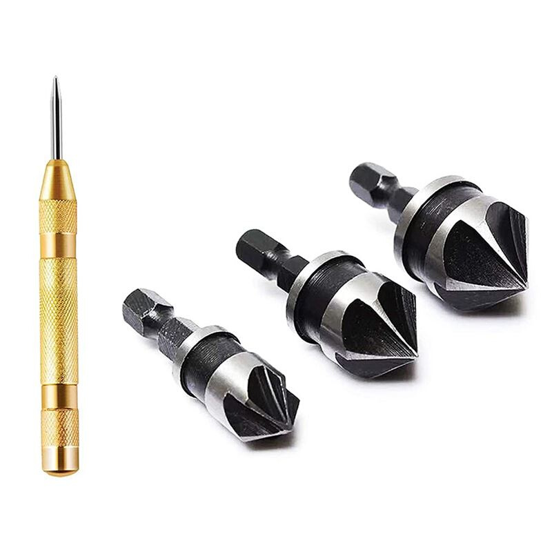 Countersink Drill Bit Set 3 PCS 1/4Inch Hex Shank Countersin
