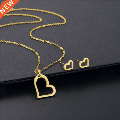 Fashion Stainless Steel Heart Cross Pendant Charm Necklace &