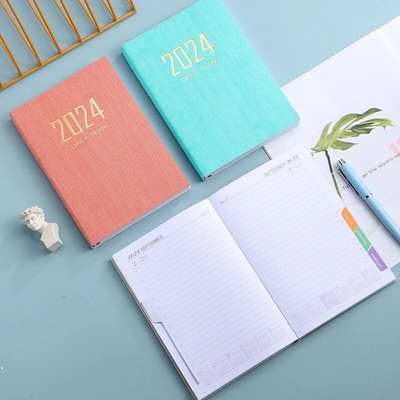 2024 A5 English Calendar Daily Plan Notebook Monthly Cross B
