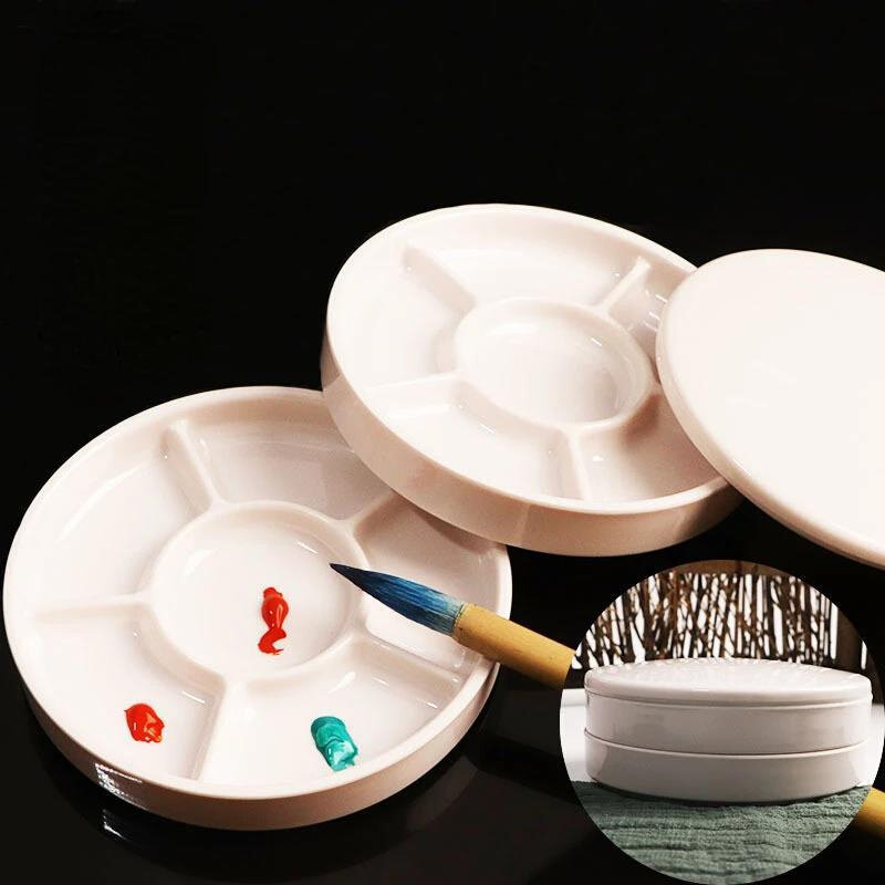 Imitation Porcelain Round Palette with Lid Acrylic