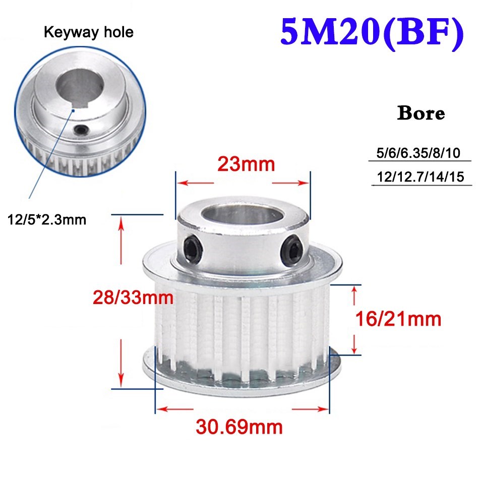1Pcs 5M 20 Tooth Synchronous Wheel Timing Belt Pulley Width