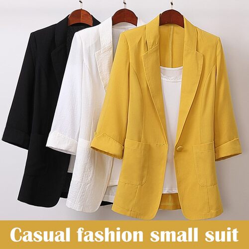 Hot Sale Cotton and Linen Long and Large Size Suit Jacket Lo