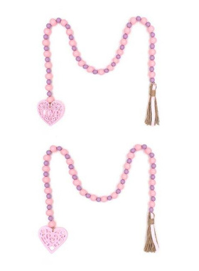 Exquisite Valentine Beads Garlands Ornaments Wooden Heart Em