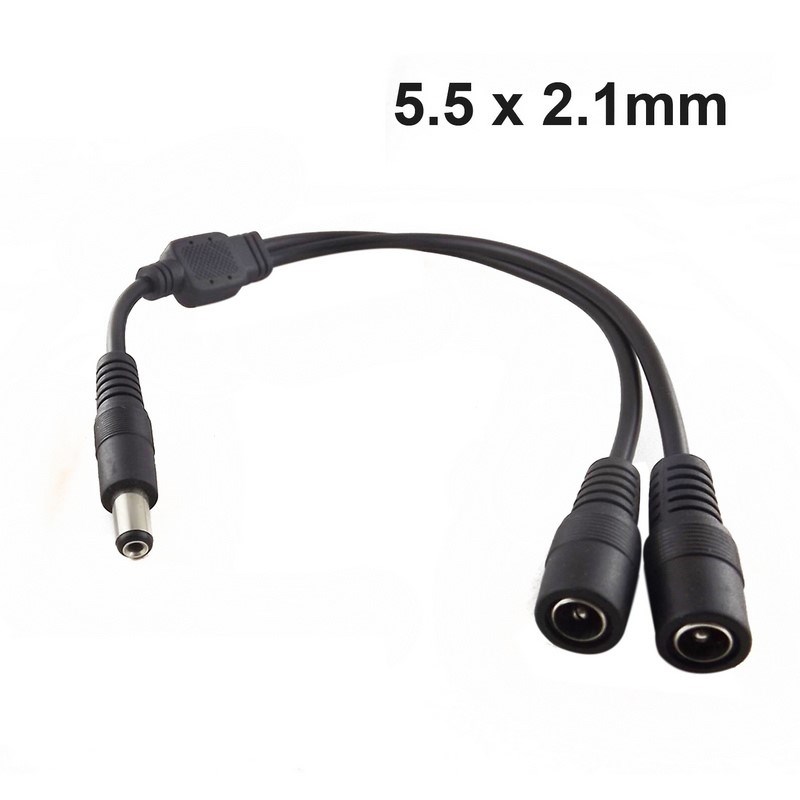 Mayitr 1pc Coaxial DC Power Cable 5.5x2.1mm 1 Male Plug To 2