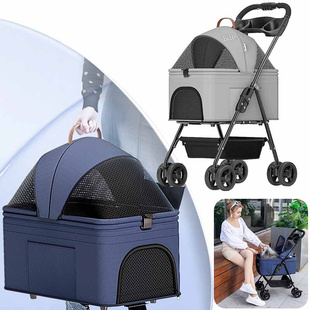 Bello Pet Stroller 4-Wheel Dog Travel Stroller Foldable