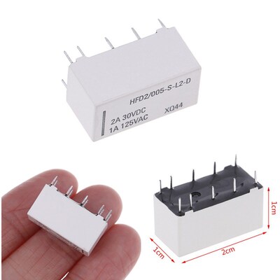 5V Coil Bistable Latching Relay DPDT 30VDC 2A 1A 125VAC HFD2