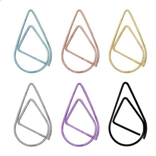 20 pcs Metal Material Drop Shape Paper Clips Gold Silver Co