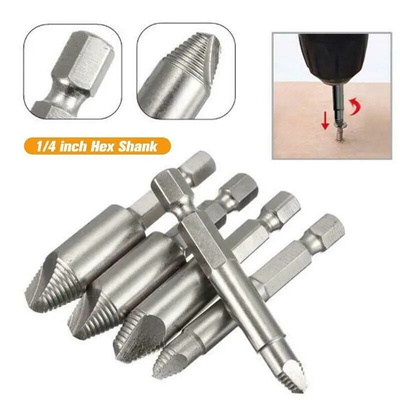 5Pcs 1/4'' Hex Shank Damaged Screw Extractor Drill Bits Guid