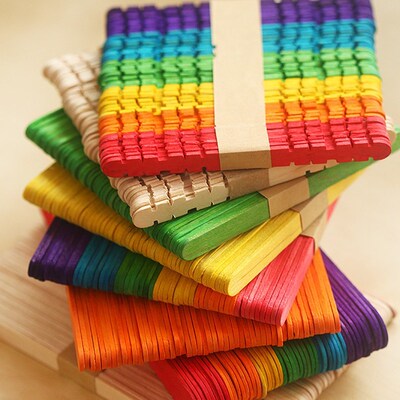 50 Wooden Lollipop Popsicle Sticks Party Kids Crafts Ice Cr