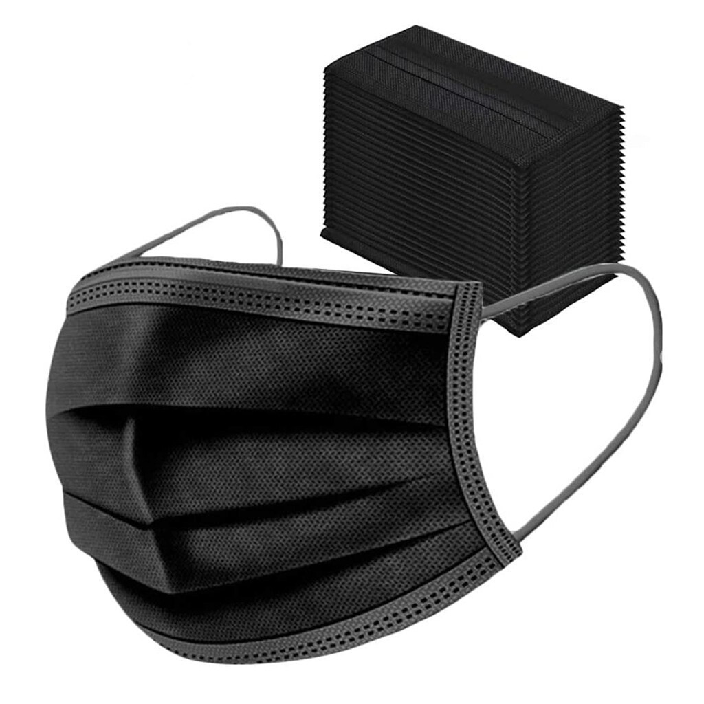 20 Pcs Black Disposable Face Mask Unisex Protective Mouth