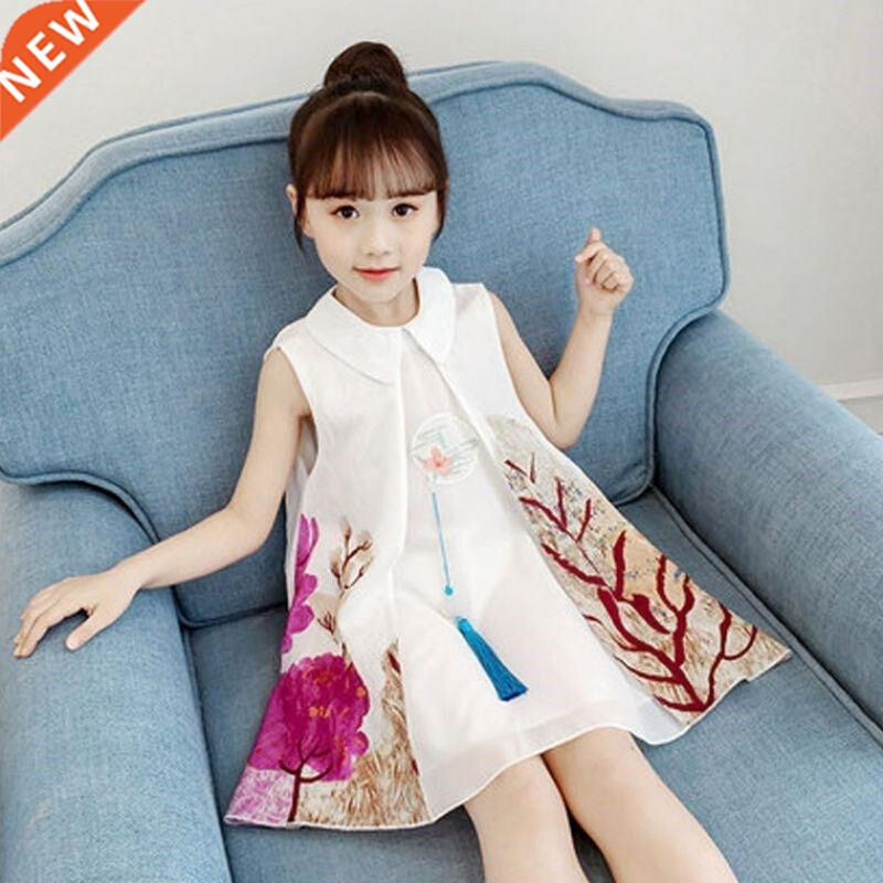 Girl Summer Elegant Dress 2022 New Chinese Style Cheongsam P