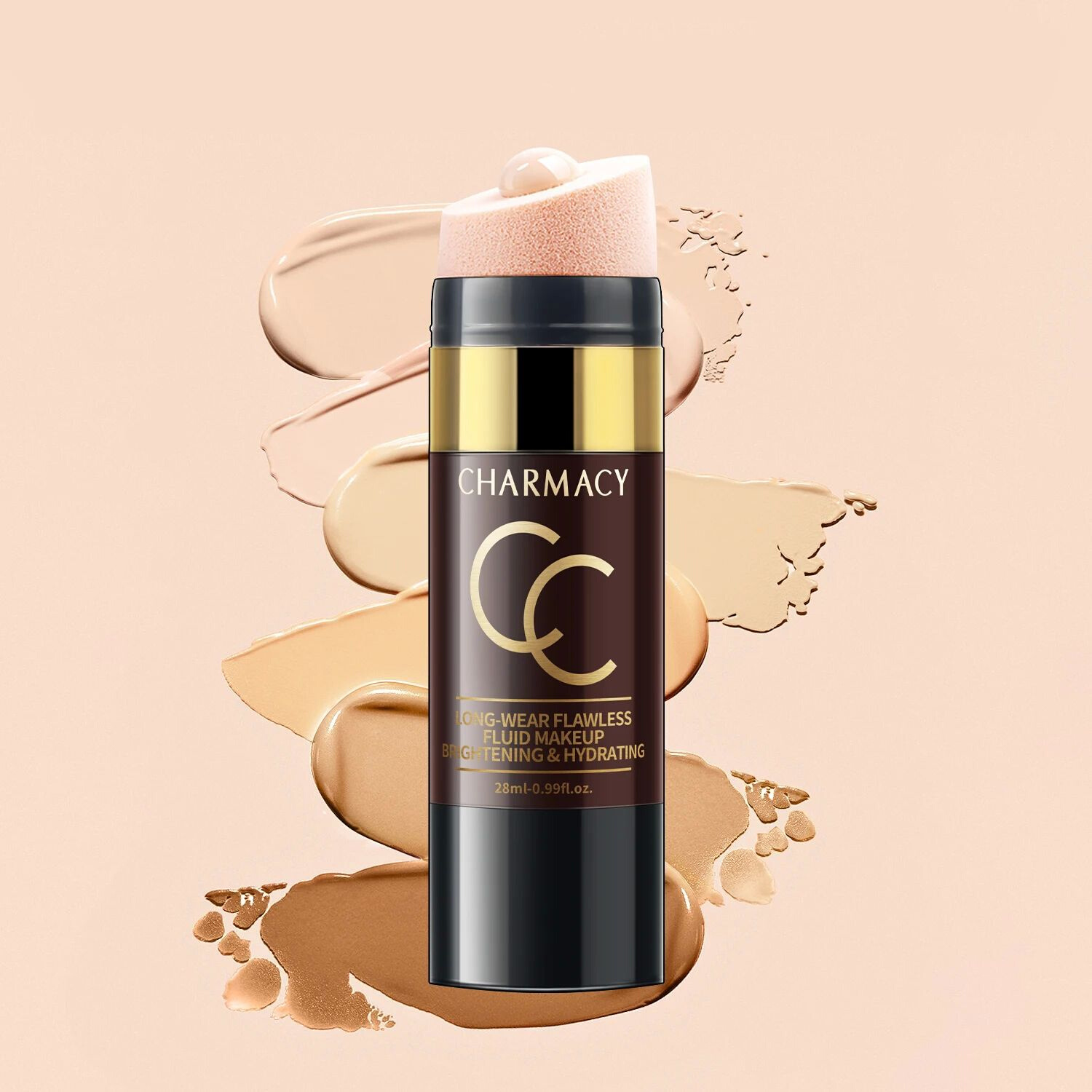 CHARMACY Liquid Foundation Makeup with Sponge Head Moisturiz