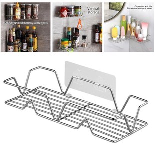 No Drilling Self-Adhesive Shower Shelf with Hooks Wall Hangi