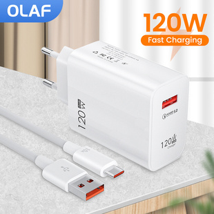 Olaf 120W USB Charger Fast Charging QC3.0 USB C Cable Type