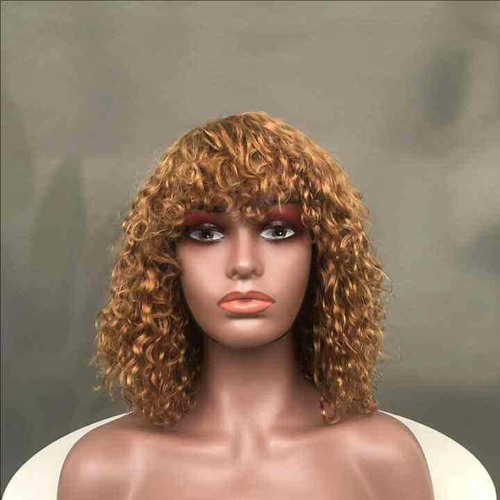 machine made Double Drawn water pixie curl human hair wigs