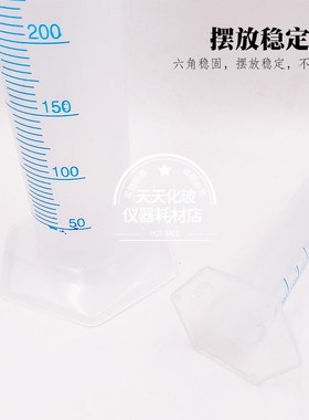 Plastic measuring cylinder with scale 10 25 50 100 250 500 1