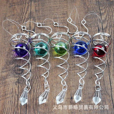 Rotating Crystal Gazing Spiral Tail Ball Pendant Wind