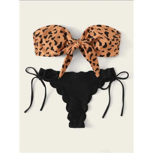 Beach Bikini 2020 Woman Sexy Front Lace Up Tie Strapless Leo