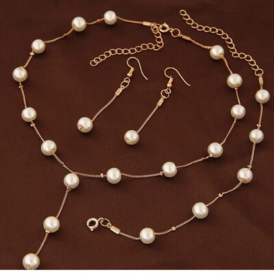 Simulated Pearl Fashion Jewelry Set For Women Girl Wedding S