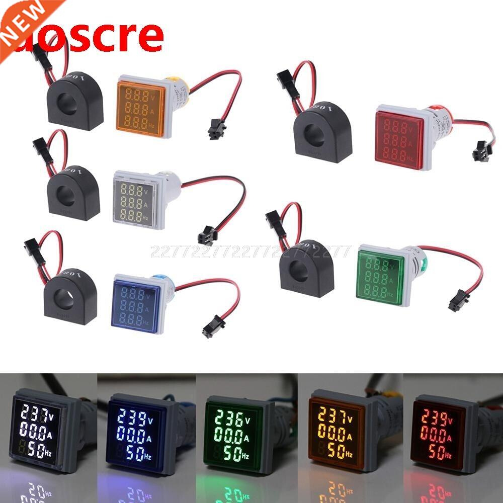 Digital 3in1 22mm Voltmeter Ammeter Hz AC 60-500V 0-100A 20-