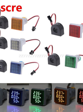 Digital 3in1 22mm Voltmeter Ammeter Hz AC 60-500V 0-100A 20-