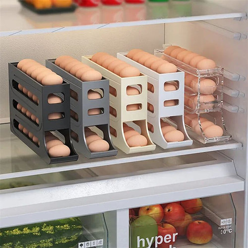 2/1pcs Refrigerator Egg Storage Box Rolling Kitchen Containe