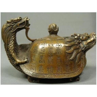 Decorated Old Bronze Chinese Old Copper Handwork Dragon Tea