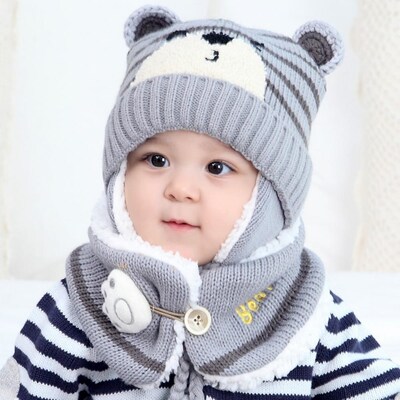 6M-34M Unisex Winter Kids Baby Girls Boys Cartoon Bear Strip