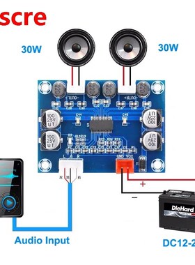 2*30W Game Computer Power Audio Stereo Amplifier Dual Channe