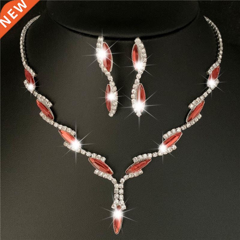 Drop Shipping Silver Plated Royal Red Crystal Wedding Jewelr
