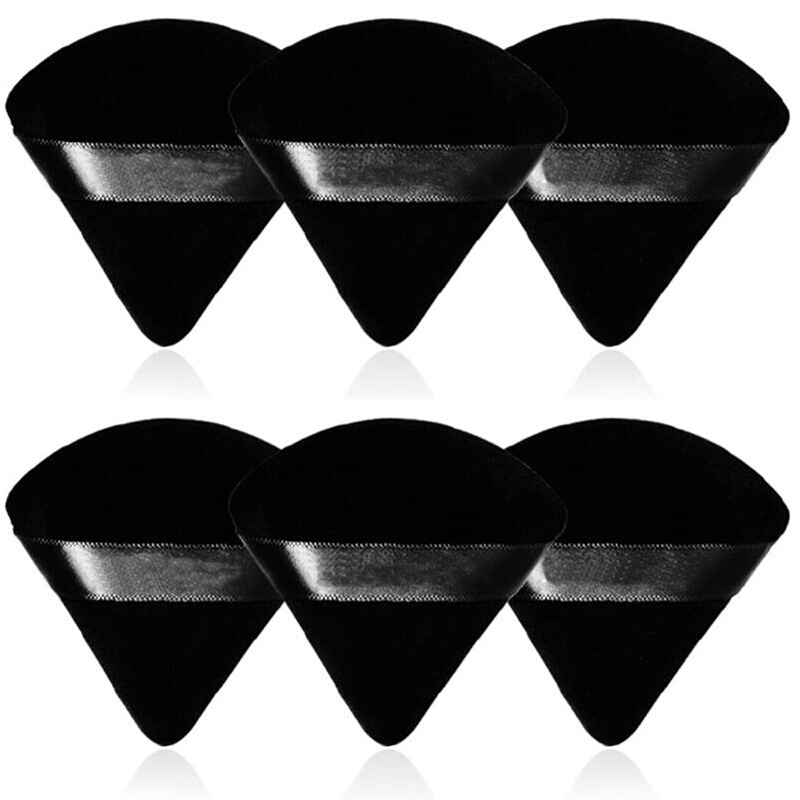 2/6Pcs Triangle Powder Puff Face Makeup Sponge Soft Velvet C
